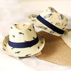 Classic Print Jazz Fedora Cap Straw Sun Hat
