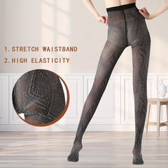 2 Pack Geometric Pattern High Waist Footed Pantyhose Women's Stockings