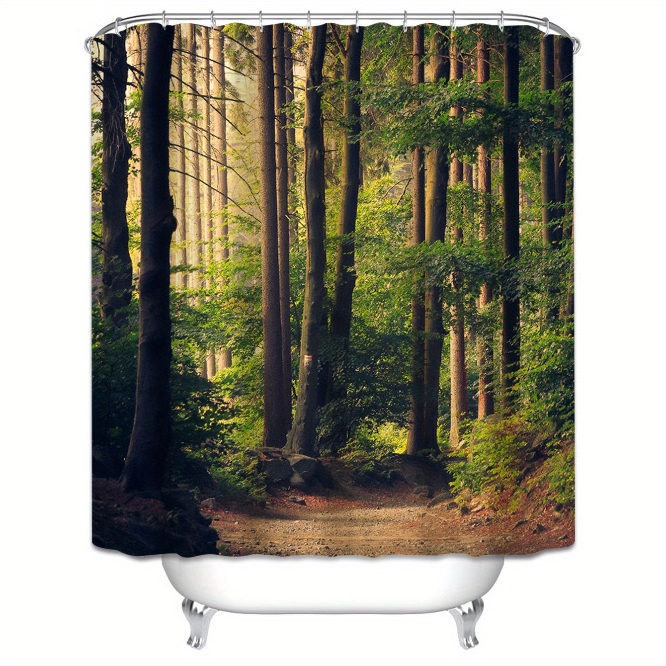 Forest Pattern Shower Curtain Waterproof Bathroom Decor