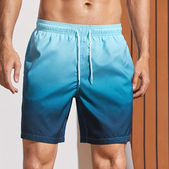 Gradient Stripe Pattern Quick-drying Beach Shorts Men's Summer Shorts