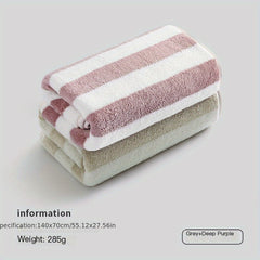 3pcs Striped Pattern Towel Set Absorbent Bath Hand Face Towel Hair Drying Cap