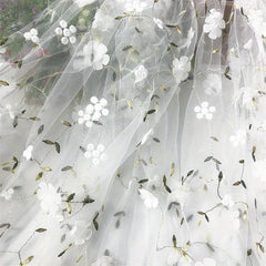 3D Embroidered Floral Tulle Lace Fabric for DIY Dress & Crafts