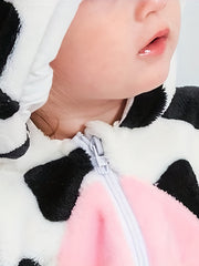 Cow Shape Furry Baby Jumpsuit Kids Thermal Clothes