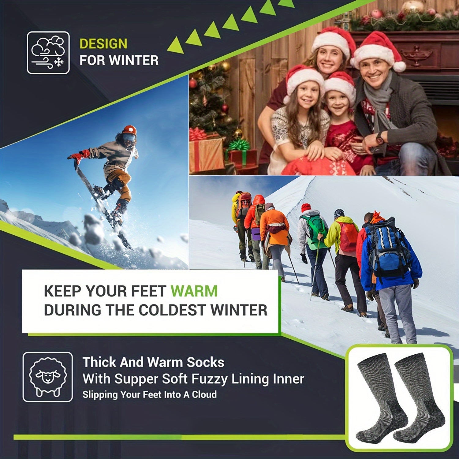 Men's Sports Wool Socks - Shock Absorbing & Wear Resistant