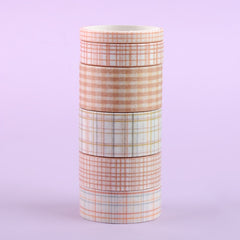 6pcs Japanese Washi Paper Plaid Tape DIY Crafting Set