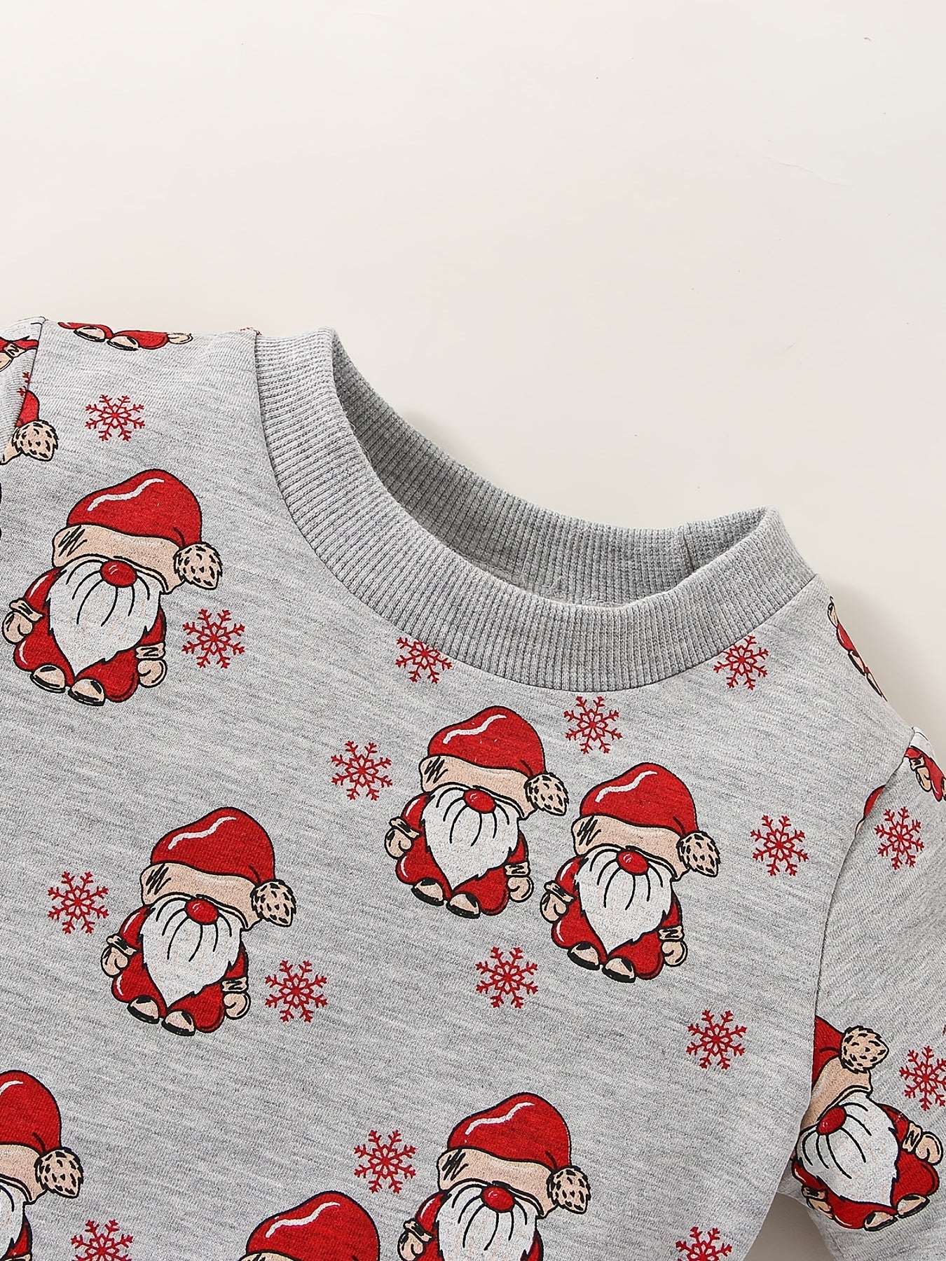 Santa Claus Print Long Sleeve Sweatshirt & Pants 2pcs Outfit