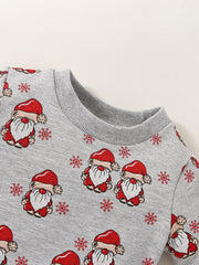 Santa Claus Print Long Sleeve Sweatshirt & Pants 2pcs Outfit