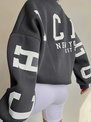 Girls' Casual Letter Print Crew Neck Sweatshirt Loose Fit Long Sleeve Pullover