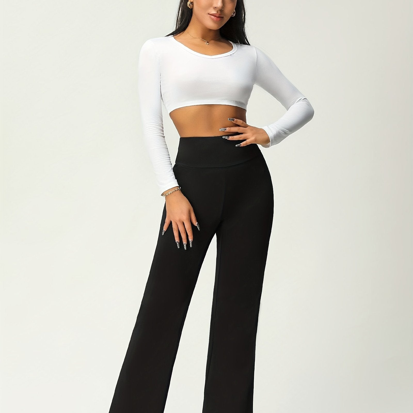 Women's High Waist Flare Leg Stretchy Pants