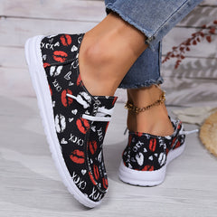 Women's Patterned Skate Shoes Flat Lace up Canvas Shoes