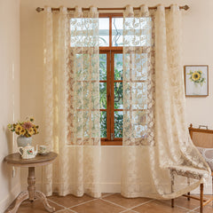 Ginkgo Leaf Curtain Grommet Top Curtain For Home Decor