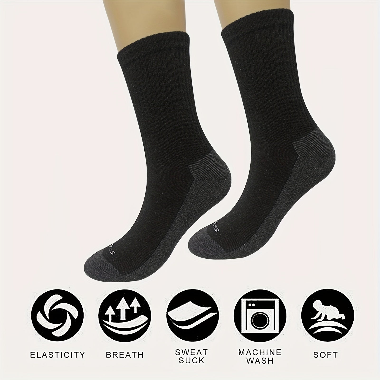6 Pairs Unisex Casual Breathable Mid-calf Socks