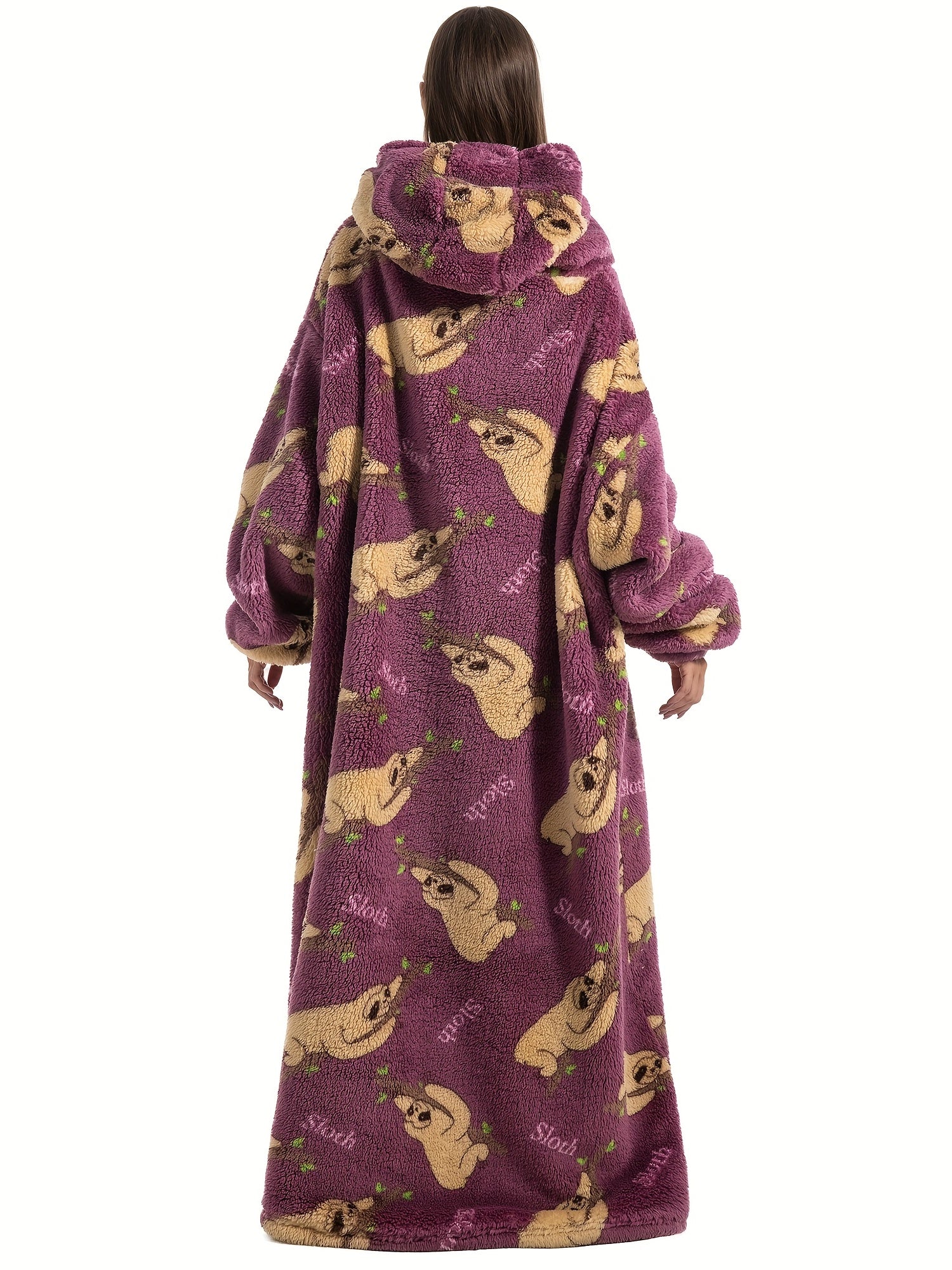 Sloth Pattern Sherpa Fleece Nightgown