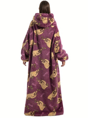 Sloth Pattern Sherpa Fleece Nightgown