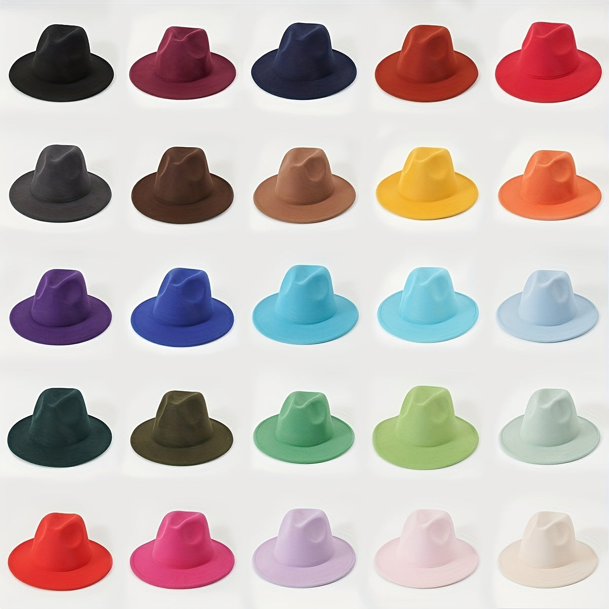 Y2K Wide Brim Jazz Hat Candy Fedora Cap Cowboy Cowgirl Felt Hats