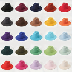 Y2K Wide Brim Jazz Hat Candy Fedora Cap Cowboy Cowgirl Felt Hats
