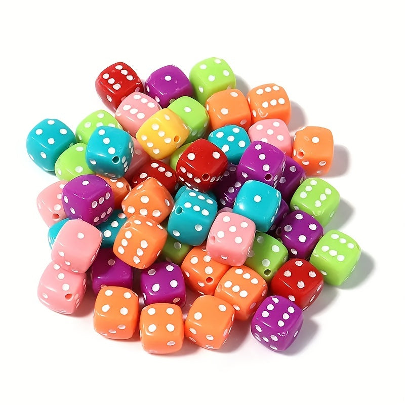 30pcs 8mm Colorful Dice Acrylic Beads for DIY Jewelry Making