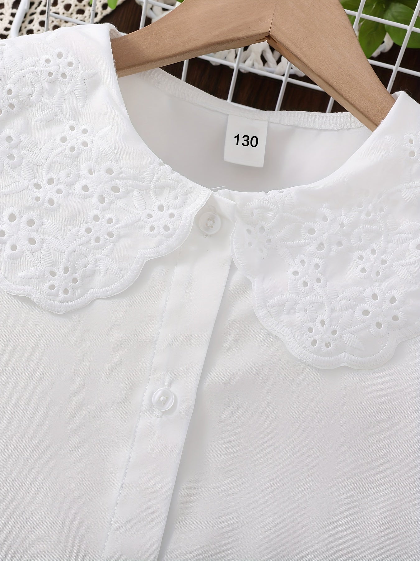 Toddler Girls Shirt Puff Sleeve Doll Collar Button Down Short Sleeve Blouse