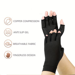 Copper Compression Half Finger Gloves for Joint Support