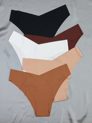 5 Seamless Solid Briefs Comfy Stretchy Intimates Panties