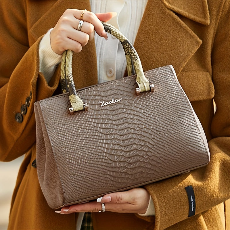 Jur Crocodile Texture Women'S Shoulder Bag with Zipper Closure