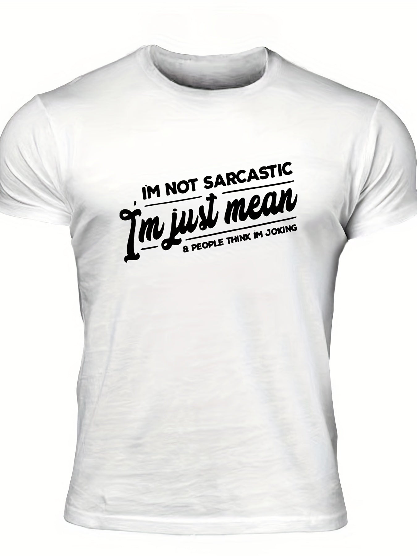 Men's Letter Print T shirt Casual Crew Neck Tee
