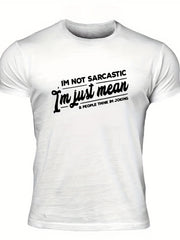 Men's Letter Print T shirt Casual Crew Neck Tee
