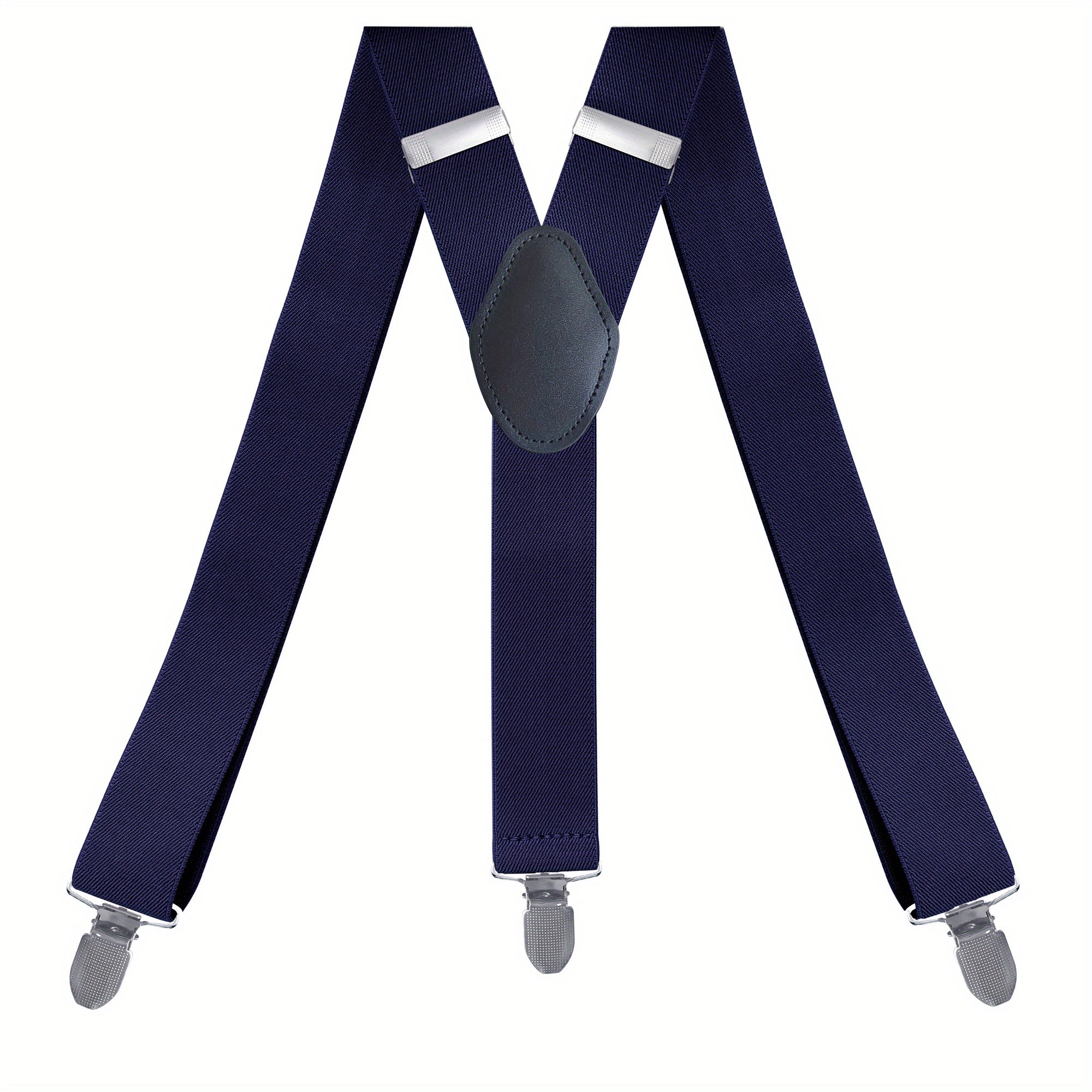 Men's Y Back Suspenders 3-Wide Adjustable Solid Straight Heavy Duty Clip