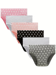 6pk Girls Triangle Panties Cartoon Print 100% Cotton Underwear