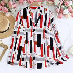 Stripe Print V Neck Blouse