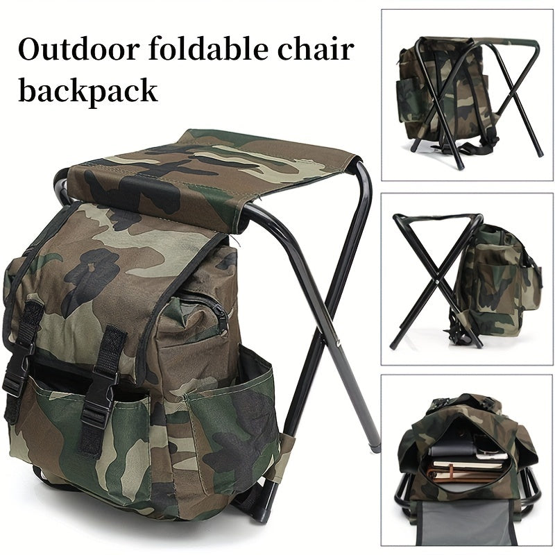 Camouflage Portable Backpack Chair for Outdoor Camping Travel BBQ Sports