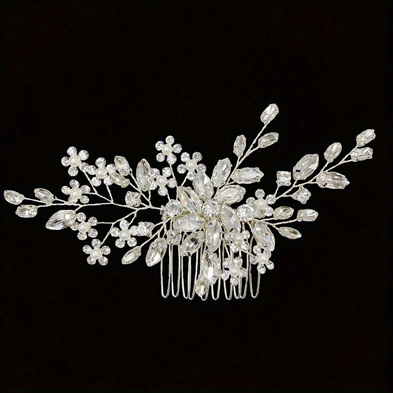 Crystal Faux Pearl Beads Hair Comb Head Jewelry Hair Accessories