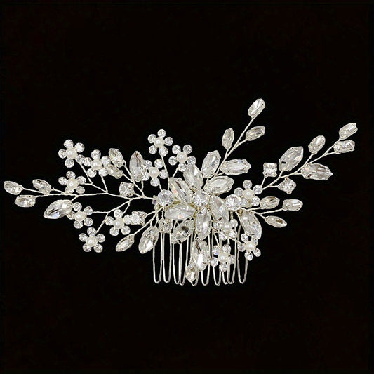 Crystal Faux Pearl Beads Hair Comb Head Jewelry Hair Accessories