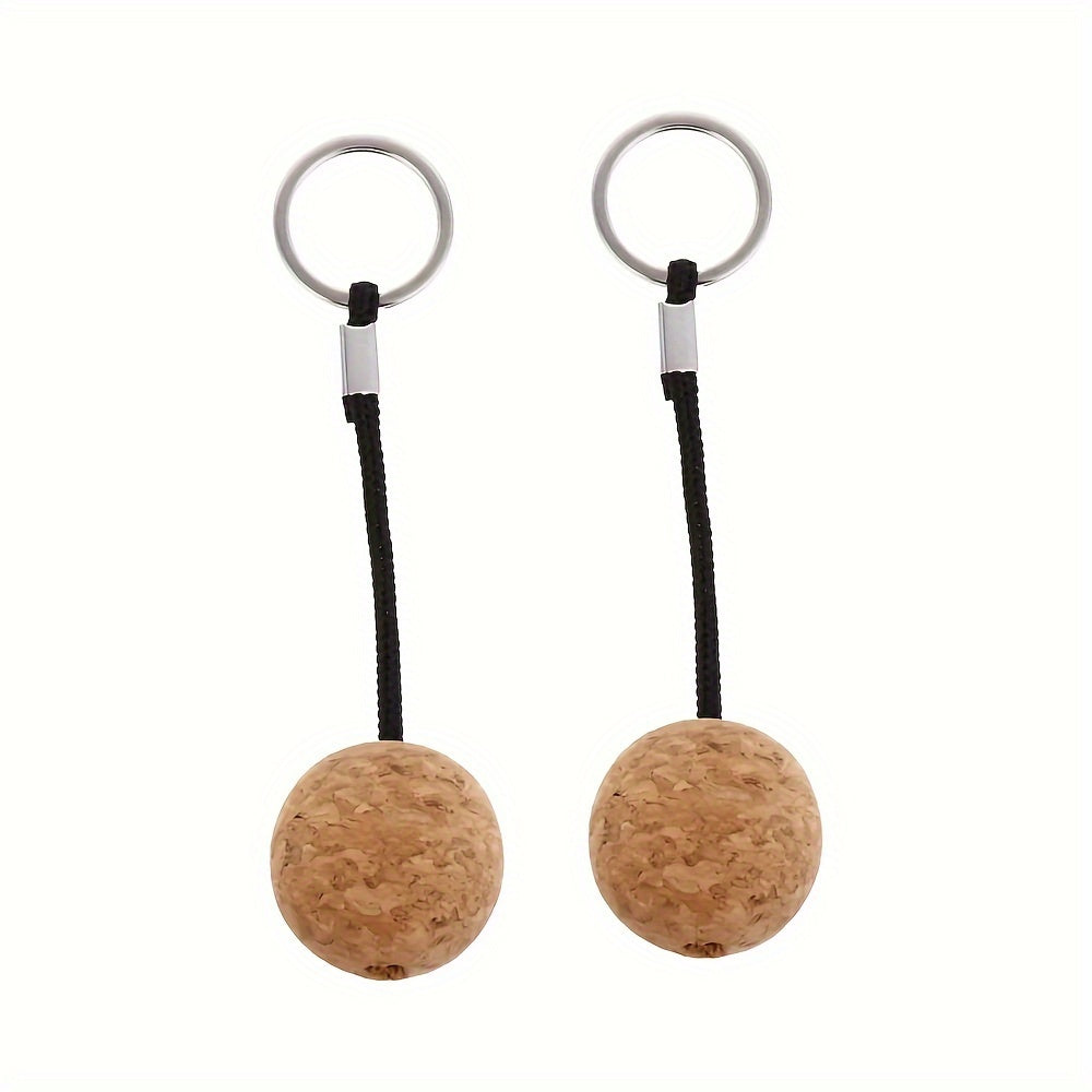 2pcs Floating Cork Ball Keyring Keychain Outdoor Water Sports Accessory