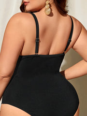 Retro Swimsuit Women's Tie Front Ruched Tummy Control One Piece