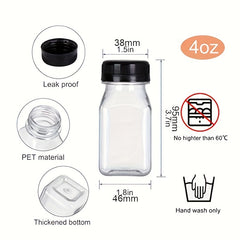 5pcs 4oz Plastic Square Juice Bottle 120ml Disposable Beverage Bottle