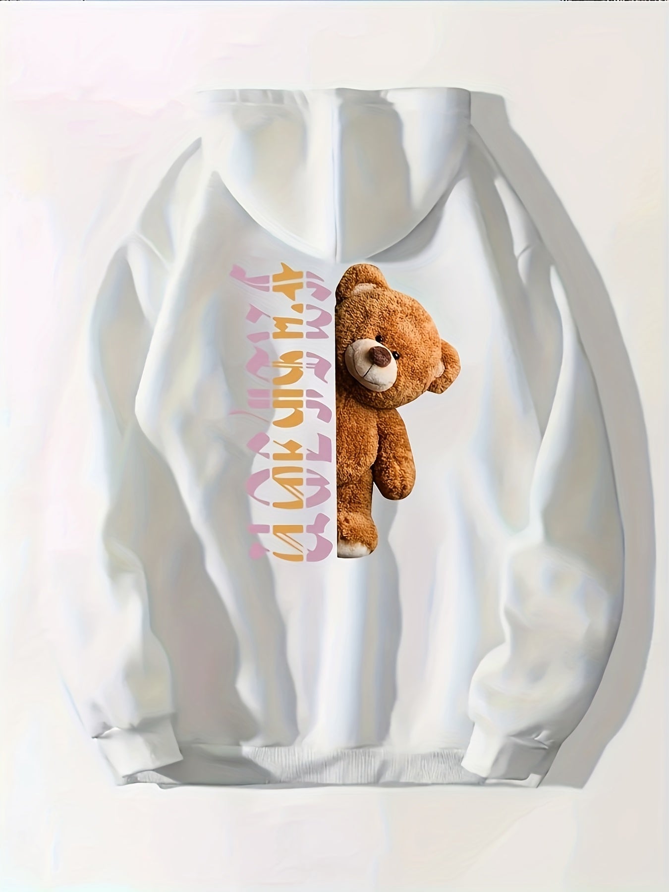 Teddy Bear Print Zip Up Hoodie for Women