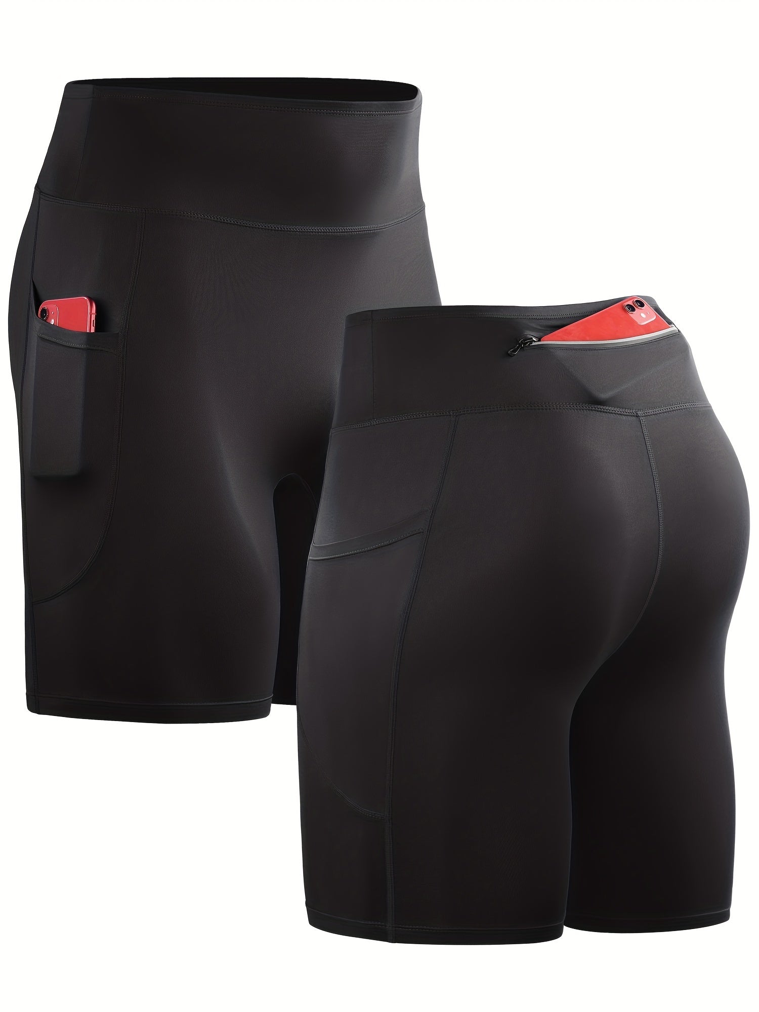 Men's Quick Dry Sports Shorts With Pockets High Stretch Compression Pants