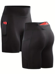 Men's Quick Dry Sports Shorts With Pockets High Stretch Compression Pants