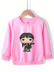 Cartoon Violin Girl Sweatshirt Top for Girls