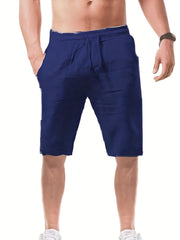 Cotton Drawstring Shorts Men's Summer Casual Beach Resort Solid Waist