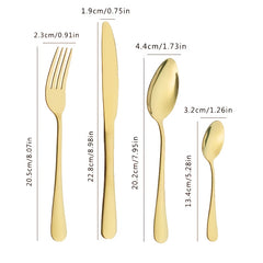 24pcs Steak Cutlery Set 1010 Stainless Steel Fork Spoon