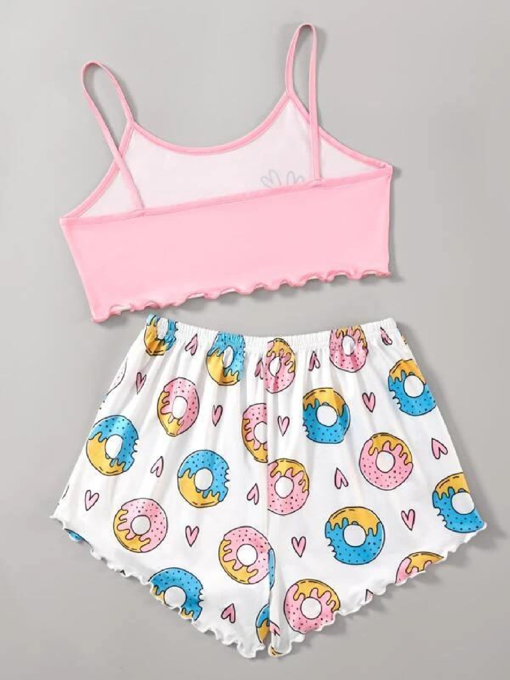 Food Print Cami Tops & Shorts Pajama Set For Women