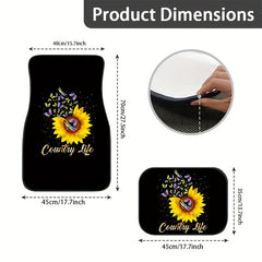 Sunflower & Butterfly Car Seat Covers Set Front & Rear Seat Mats Car Interior