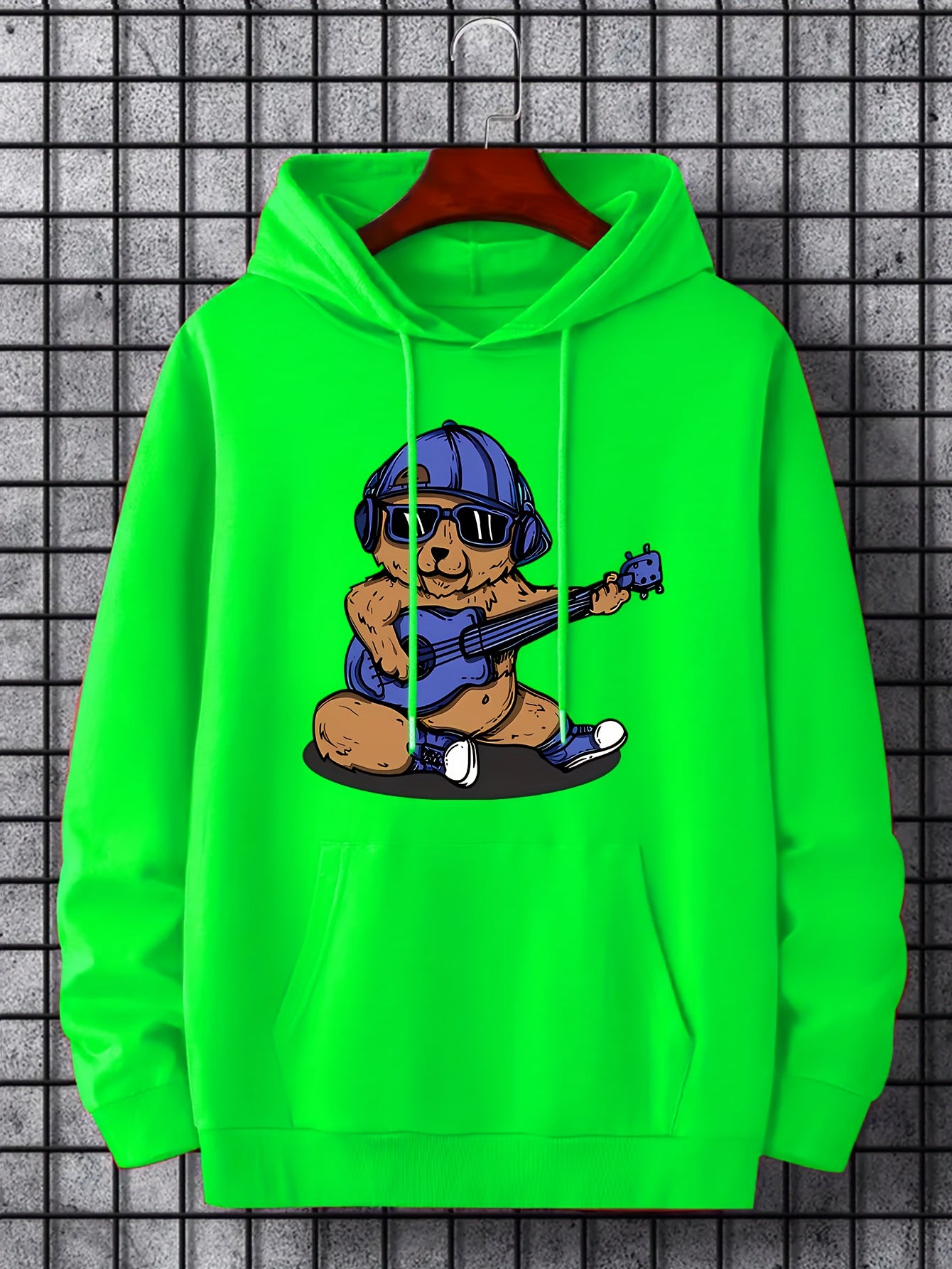 Men's Bear Guitarist Graphic Hoodie