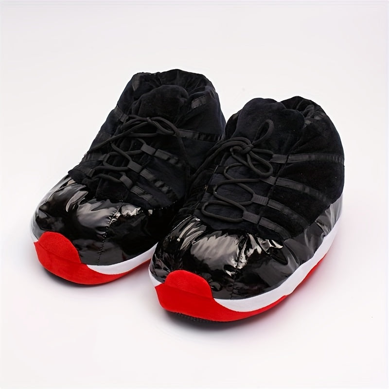 Men's Warm Slip-On Slippers with Lace-Up for Home Use