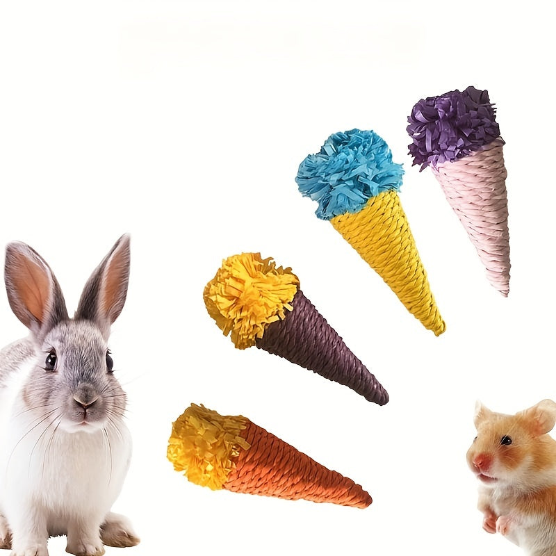 Ice Cream Straw Weaving Small Pet Toy for Bite Relief