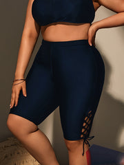 Retro Bikini Bottoms Lace Up High Waist Beachwear Shorts