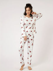 Women's Pajamas Set Long Sleeve Top & Pants Sleepwear Loungewear