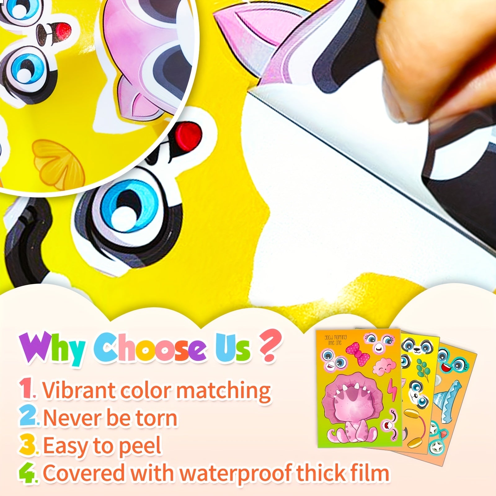 6pcs Animal Mixed Stickers for Crafting Party Favors